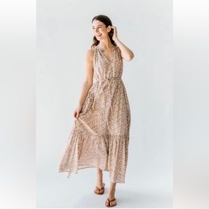 Like-new Mirth Caftans Corsica Halter Maxi Dress in Desert Sand